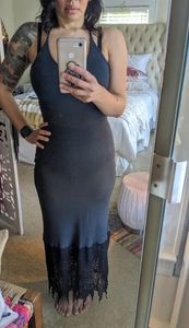 Urban Outfitters UO slip dress, lace, dark grey